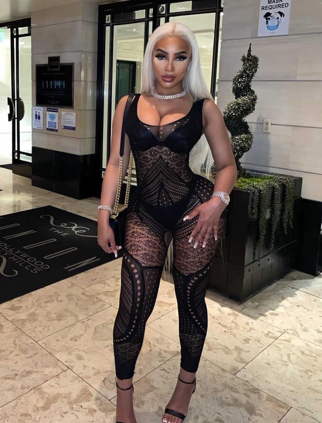 Women Hollow Sexy Halter Neck Mesh Backless Jumpsuit Sexy Lingerie 3