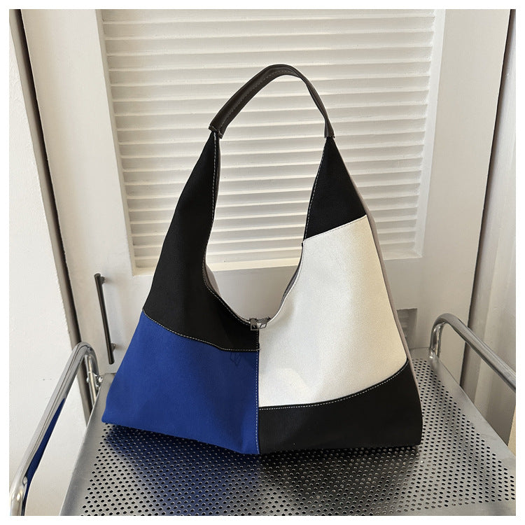 Casual Women's Canvas Bag Fashionable Handbag Crossbody Bag Trendy Patchwork Contrasting Shoulder Bag 17