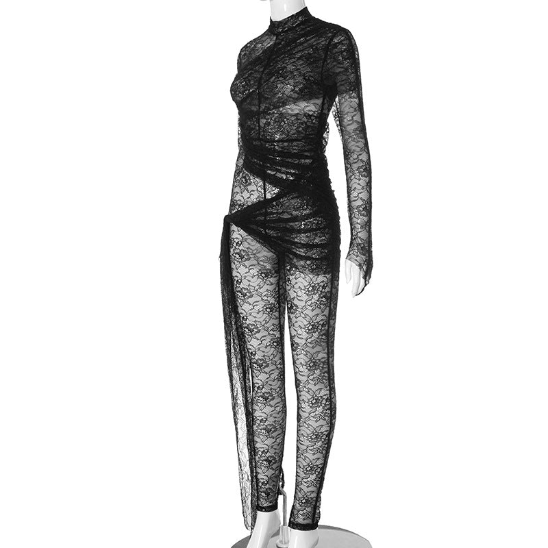 Fashionable women's autumn sexy mesh Jumpsuit 8