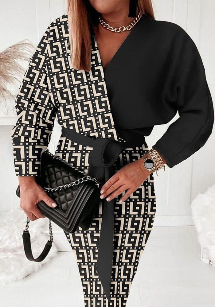 Women v-neck long-sleeved lace dress