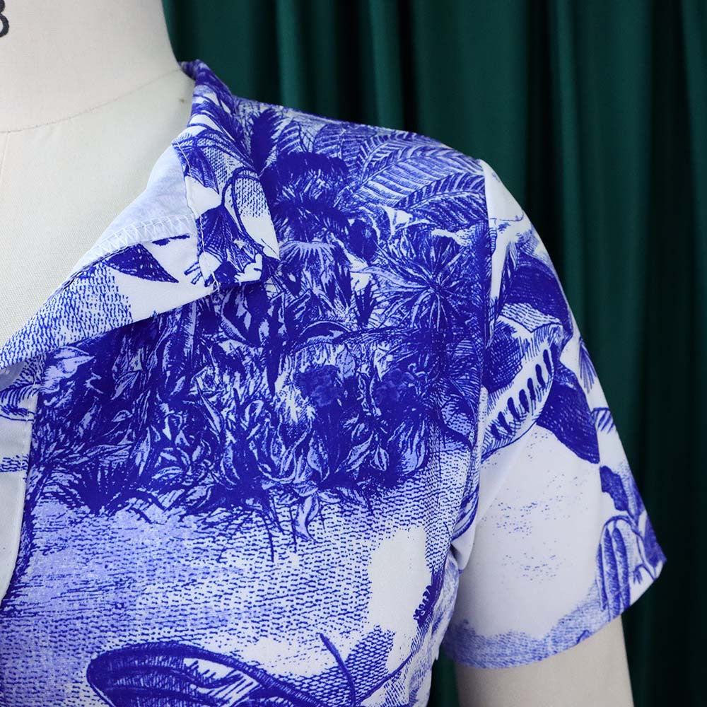Plus Size Summer Women Printed Short Sleeve Dress 12