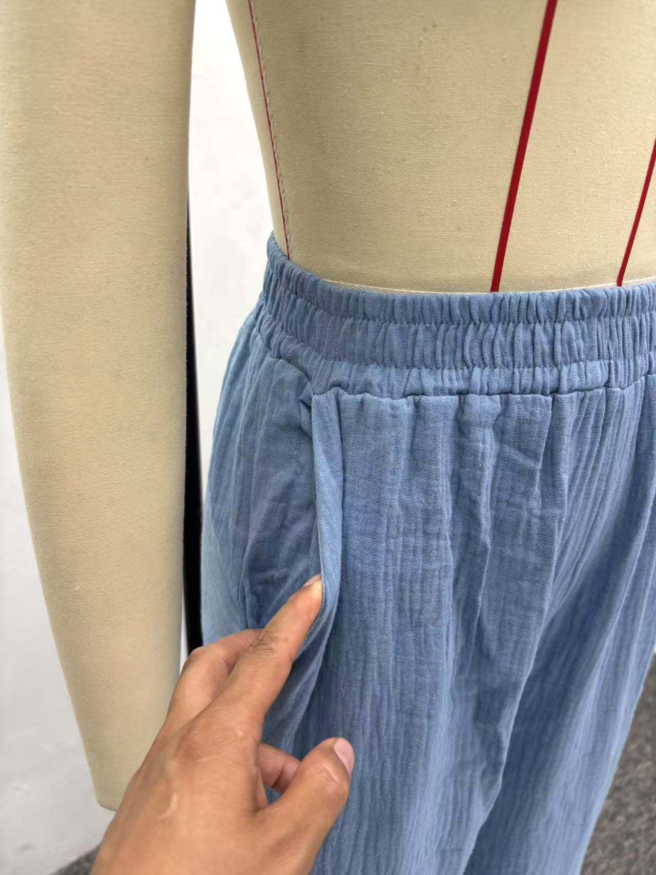 Women Turndown Collar Long-Sleeved Shirt and Pants Two-Piece Set 6