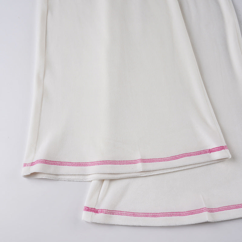 Women American-Style Fall/Winter Sport Velvet Letter Print Fur Collar Hooded Long-Sleeved Jacket and Pants Two-Piece Set 36