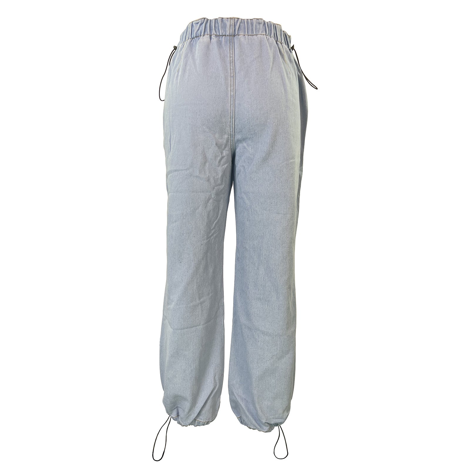 Women Snap Buckle Loose-Cut Denim Pants 14