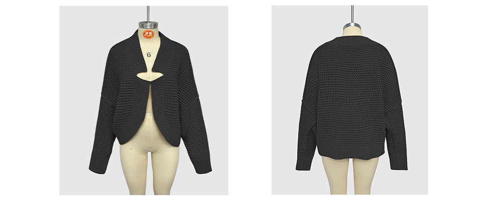 Autumn winter fashion v-neck Bat Sleeves Knitting cardigan sweater for women 14