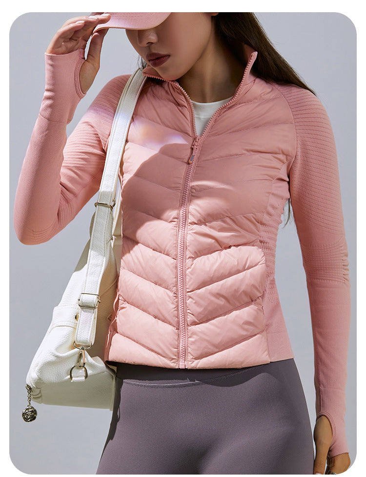 Outdoor Sports Yoga White Goose Padded Down Coat Winter Warm Cotton Padded Short Slim Jacket 5