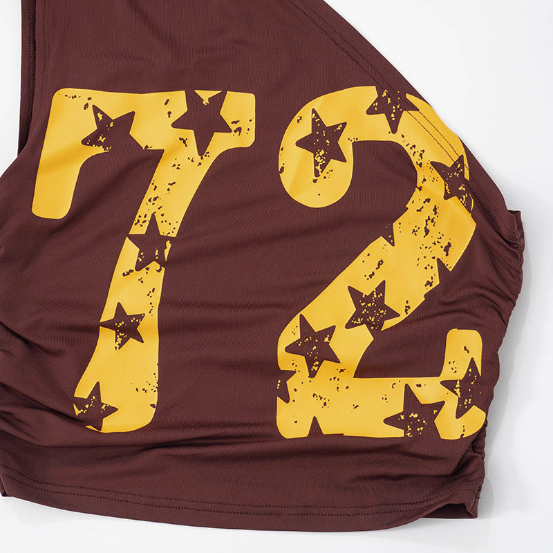 Women Spring Summer Sexy Slash Shoulder Print Top and Cropped Pants Two Piece Set 15