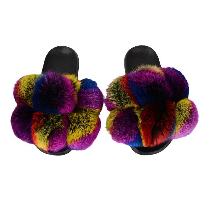 Women Multi-Color Furry Slippers 14
