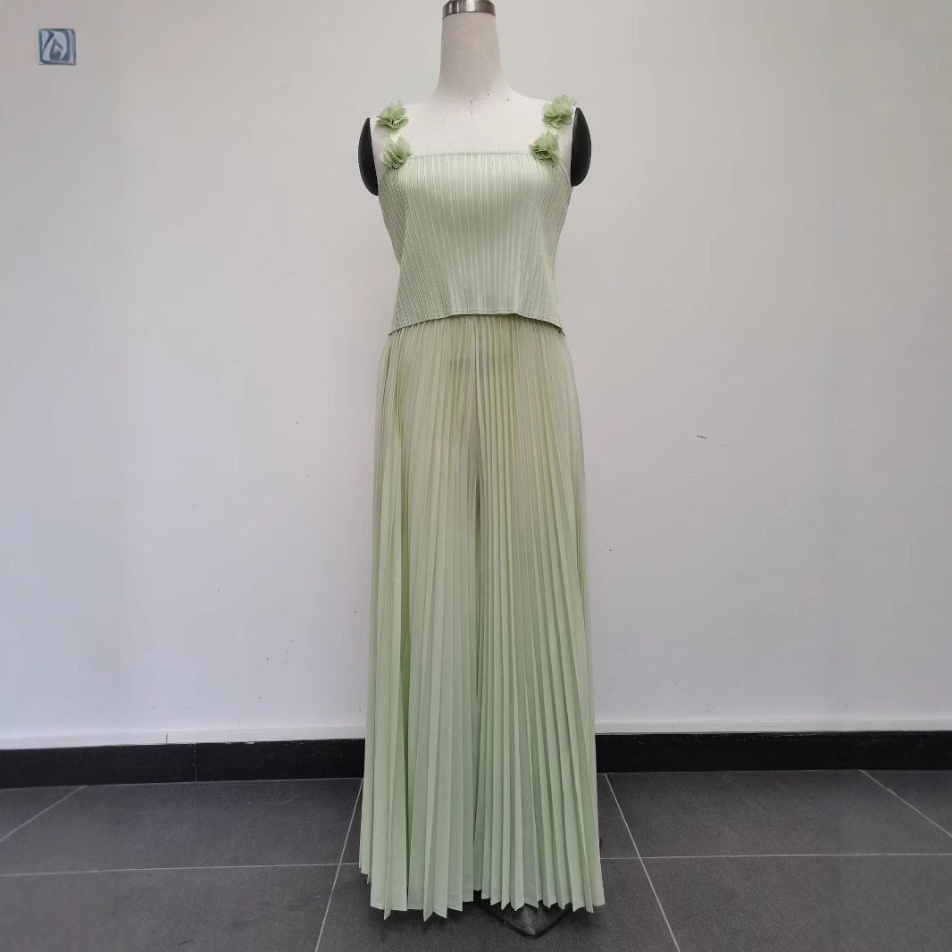 Plus Size Women Crop Top and pleated Skirt two-piece set 3