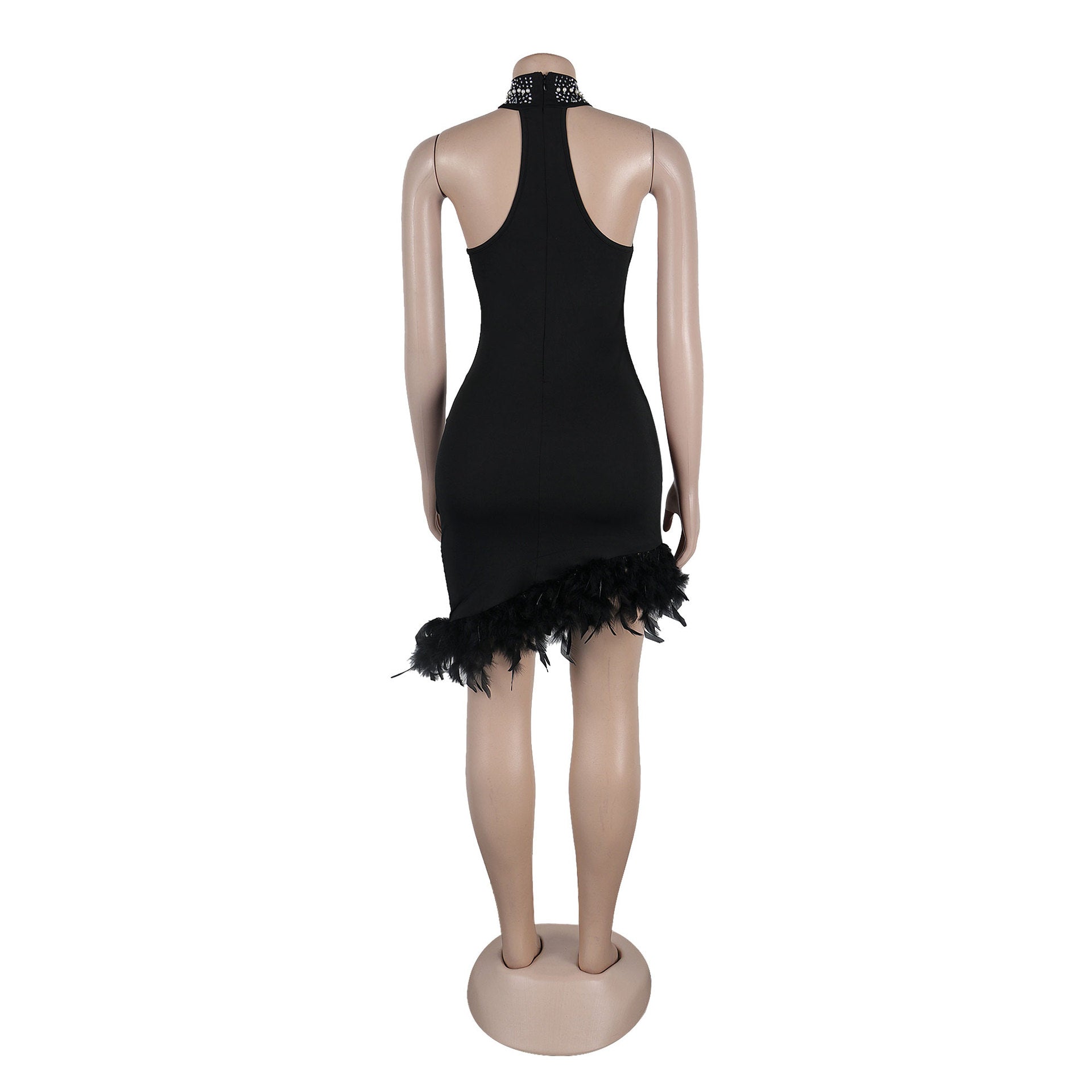 Sexy Beaded feather sleeveless Bodycon club dress 8