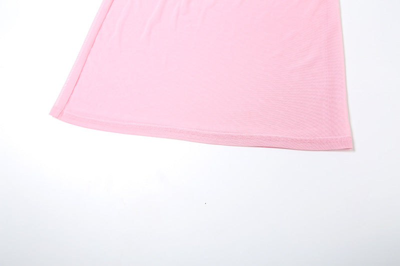 Women's Sheer Mesh and Lace Sleeveless Crop Top Skirt Set 25