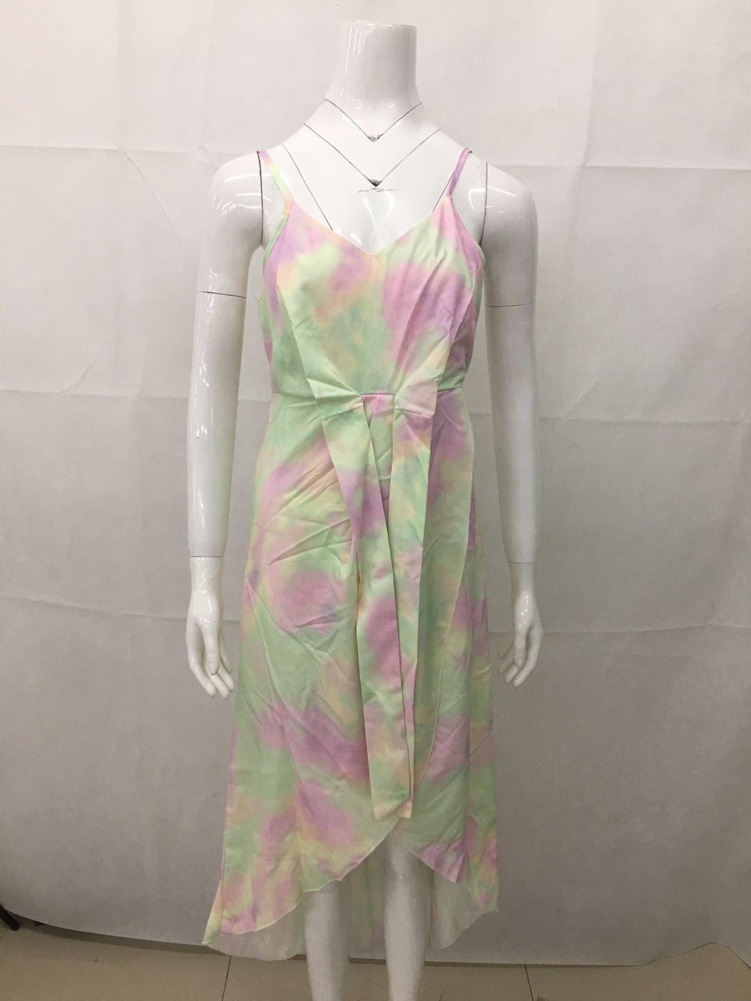 Women summer irregular tie-dye Backless suspender dress 6