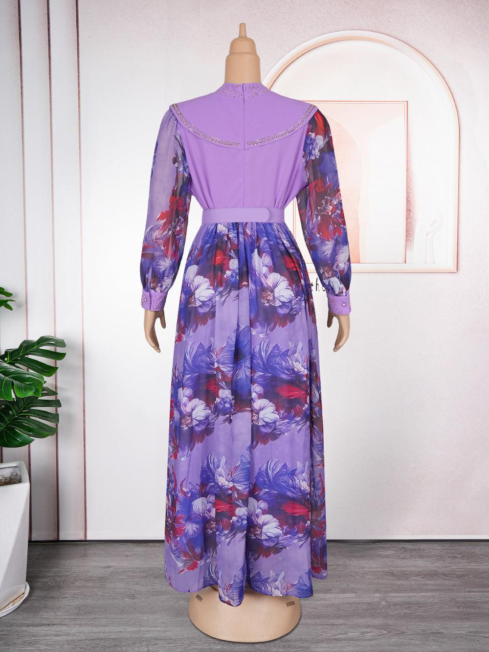 Plus Size Women African Elegant Print Long Sleeve Dress 18