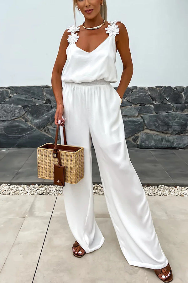 Spring Summer Style Strap Sleeveless Casual Loose Women Jumpsuit 4