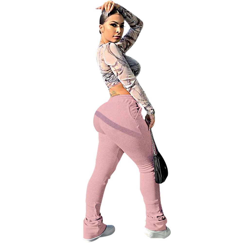 Autumn Winter Plush Patchwork Stacked Pants 8