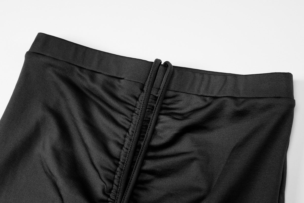 Winter Fashion Solid Color Long Sleeve Top Drawstring Pleated Bell Bottom Pants Women Two Piece Set 15