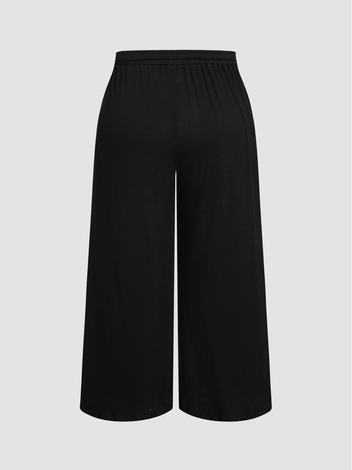 Plus Size Women's Autumn And Winter Elastic Waist Casual Versatile Drawstring High Waist Straight Pants 9