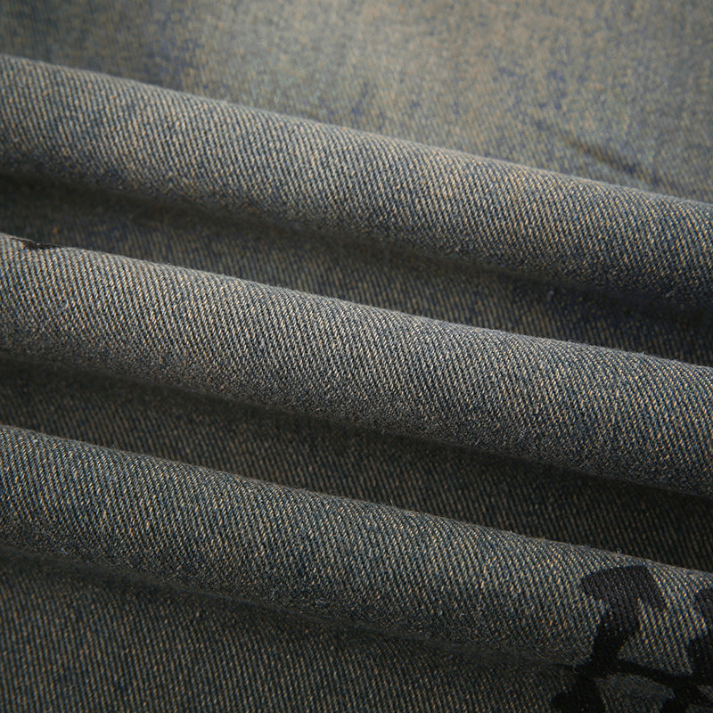 Women Loose Printed Denim Wide Leg Pants 20