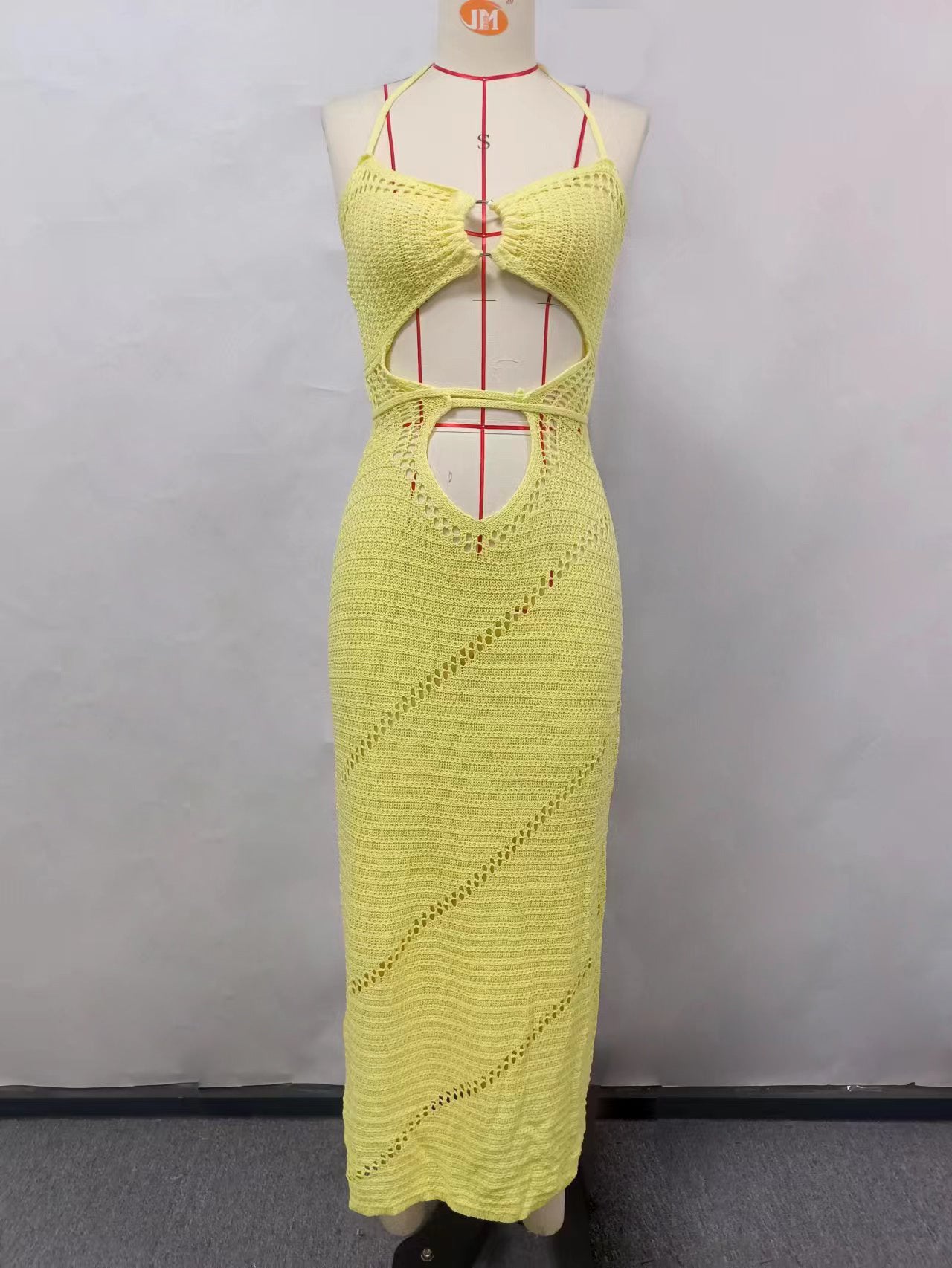 Women Solid Sexy Knitting Hollow Beach Dress 14