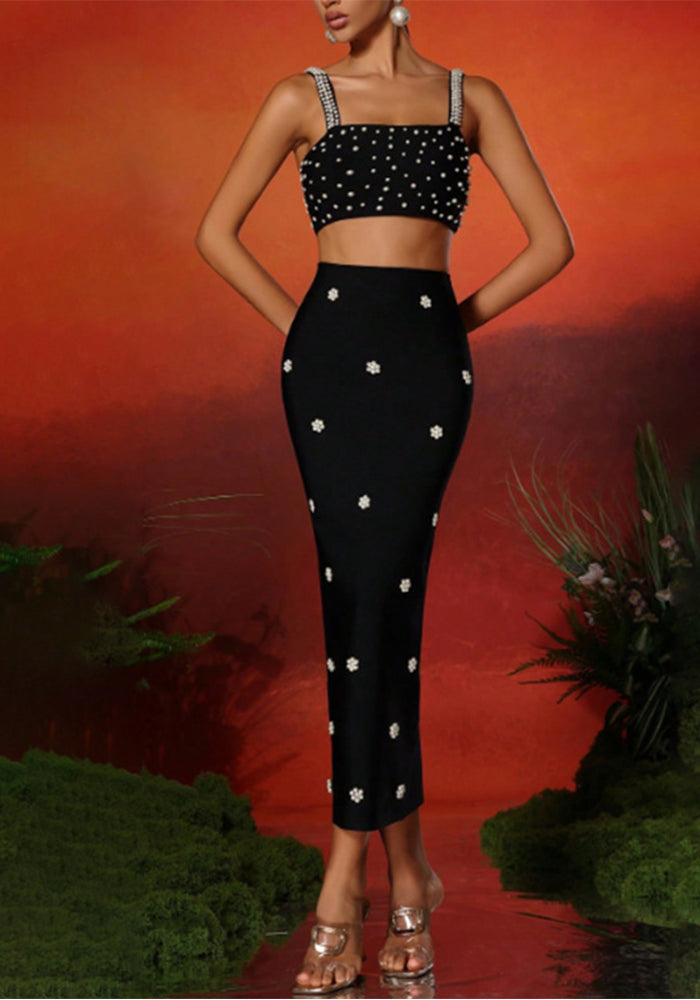 Women Sexy Sleeveless Top and Bodycon Skirt Two-Piece Set