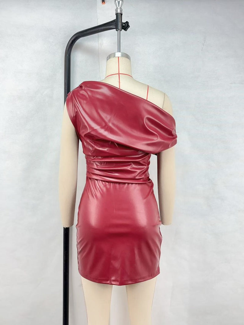 Women's Sexy Nightclub Trend Slash Shoulder Mini Bodycon Dress 17