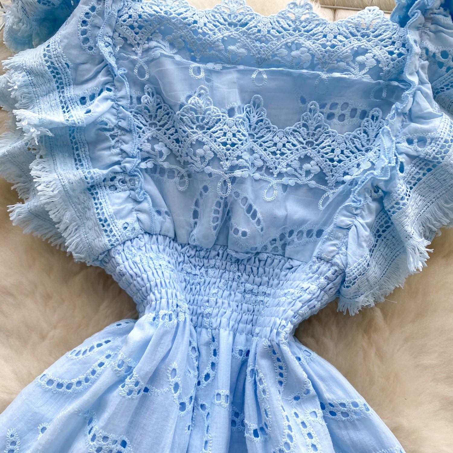 Women Summer French Lace Embroidered Dress 10