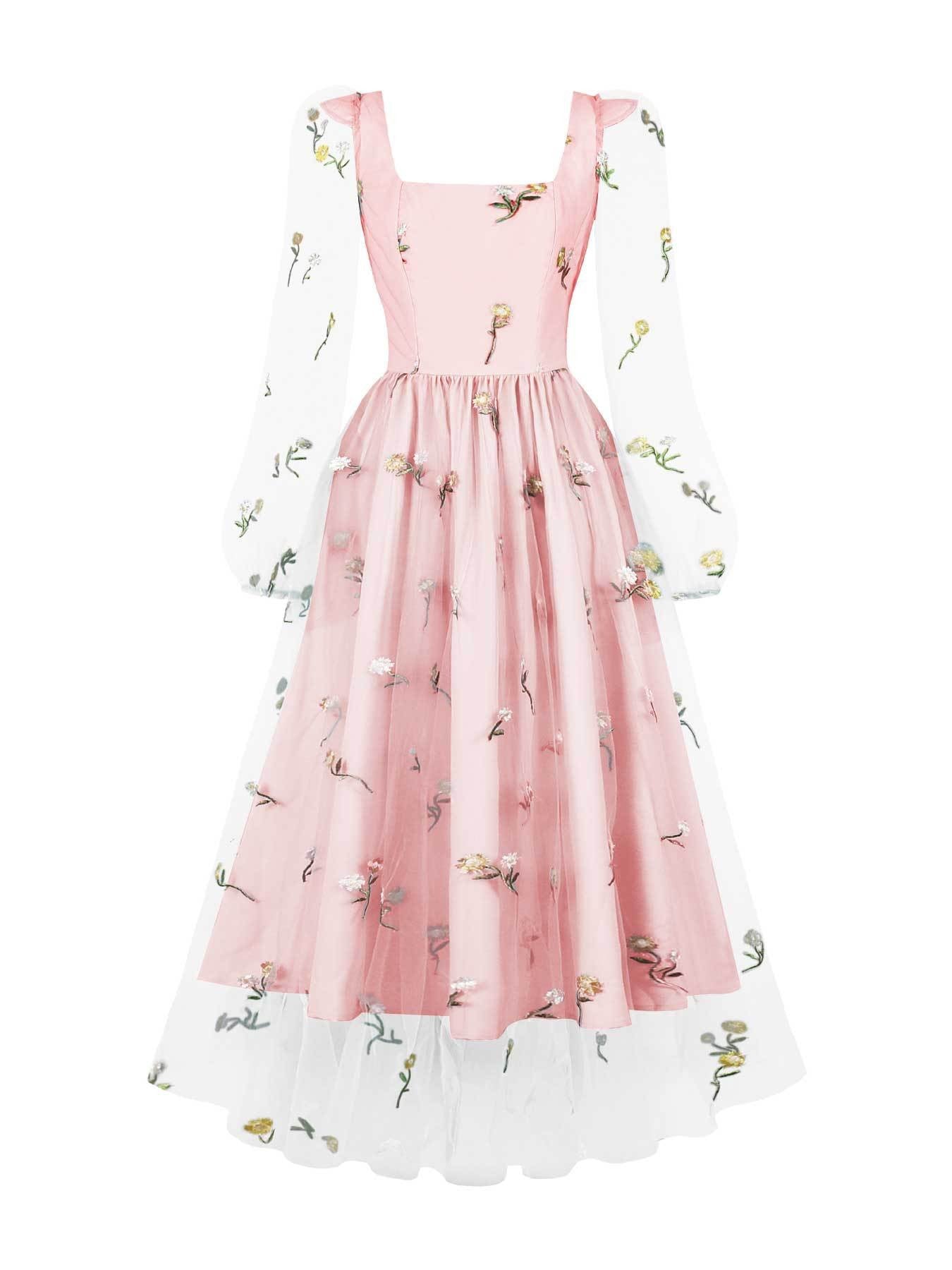 Women French retro long sleeve dress 17