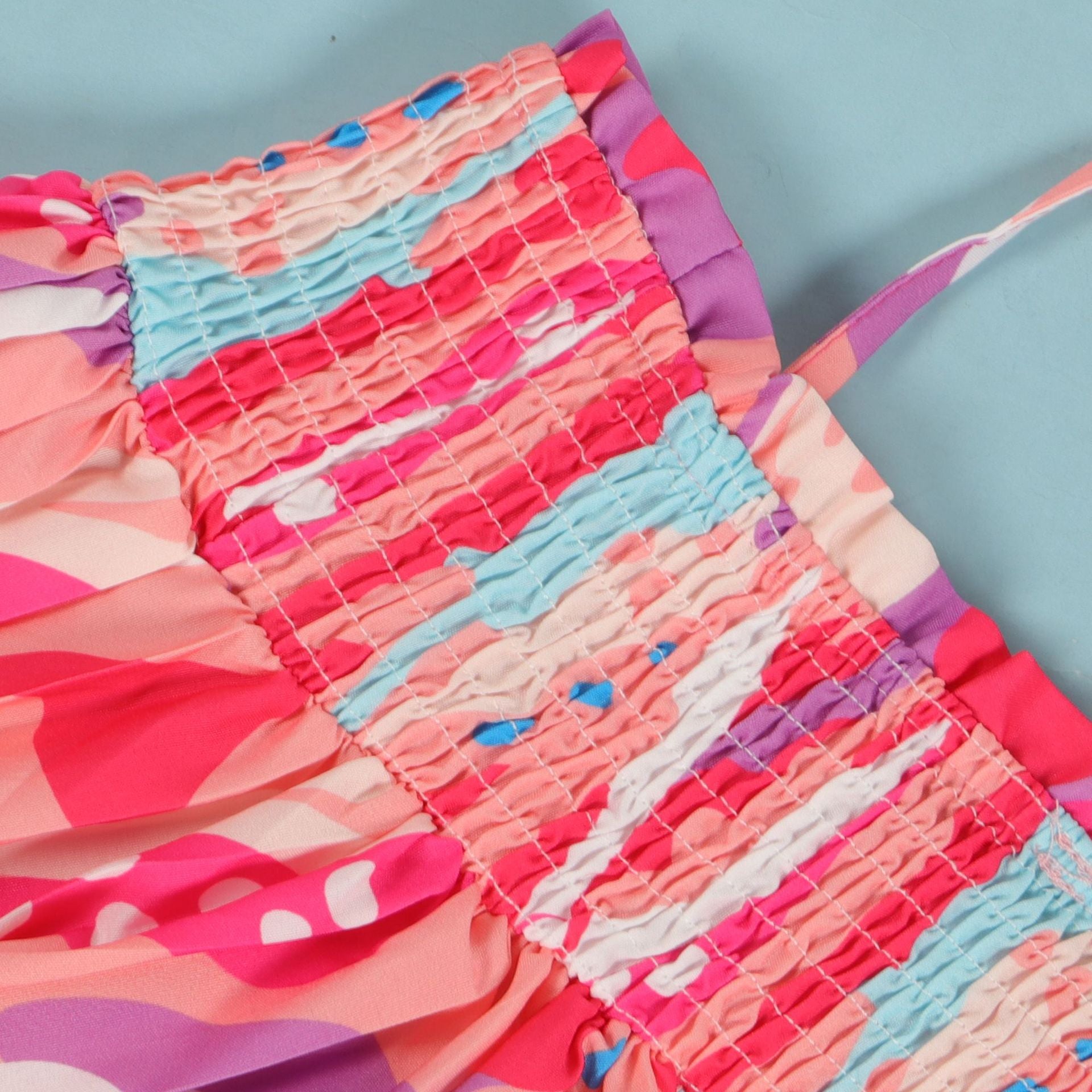 Sexy printed suspenders pleated wide-leg suspenders Jumpsuit 34