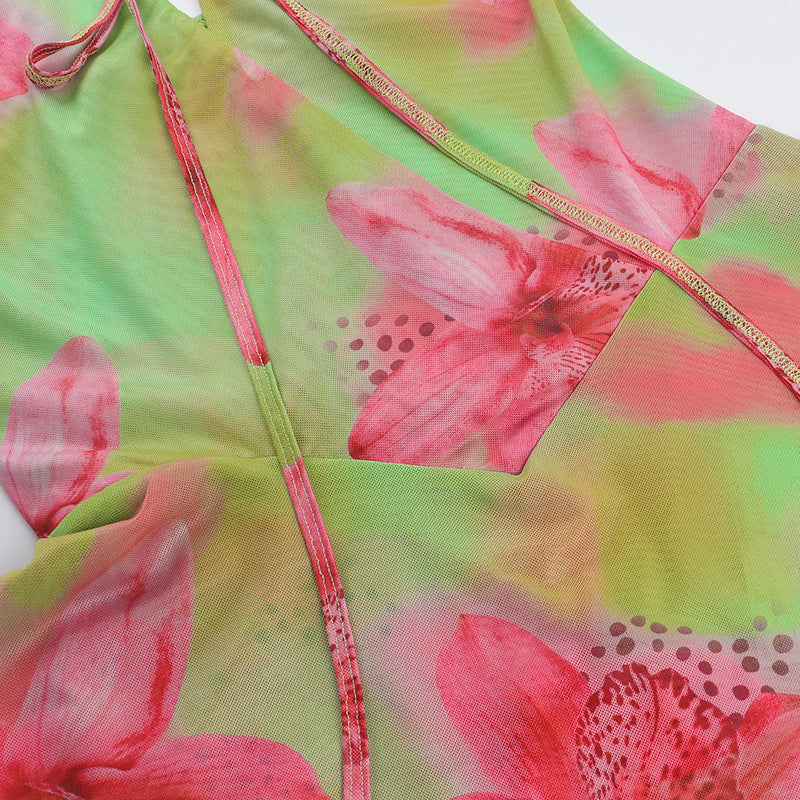 Printed Low-Back Summer Women's Short Holiday Dress 13