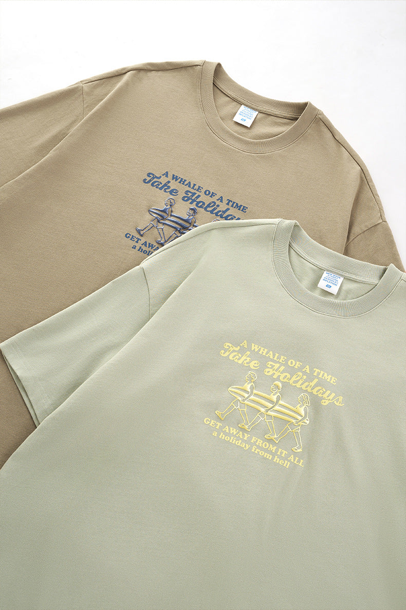 Men Summer Holidays Print American Street Round Neck Short Sleeve Top 5