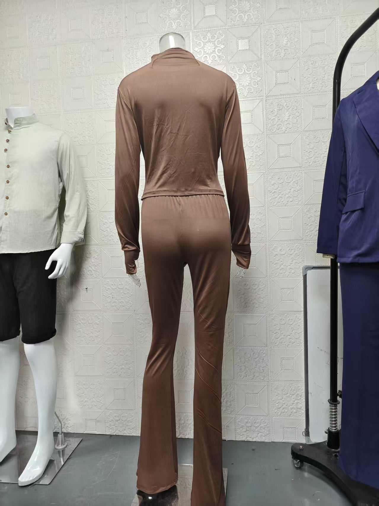 Spring/Summer Casual Sexy Tight-Fitting Bell Sleeve Two-Piece Pants Set 21