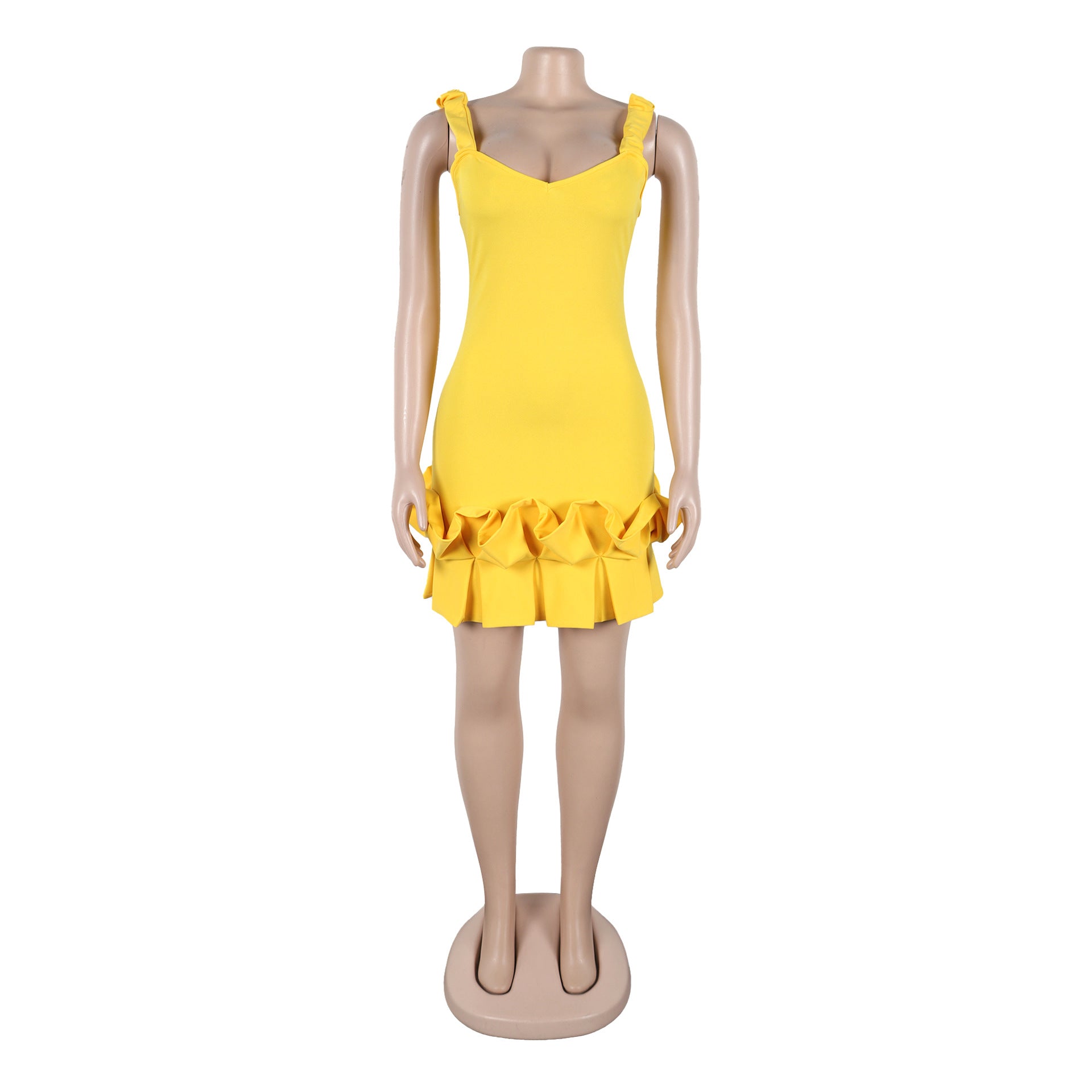 Women Pleated Lace Backless Bodycon Dress 9