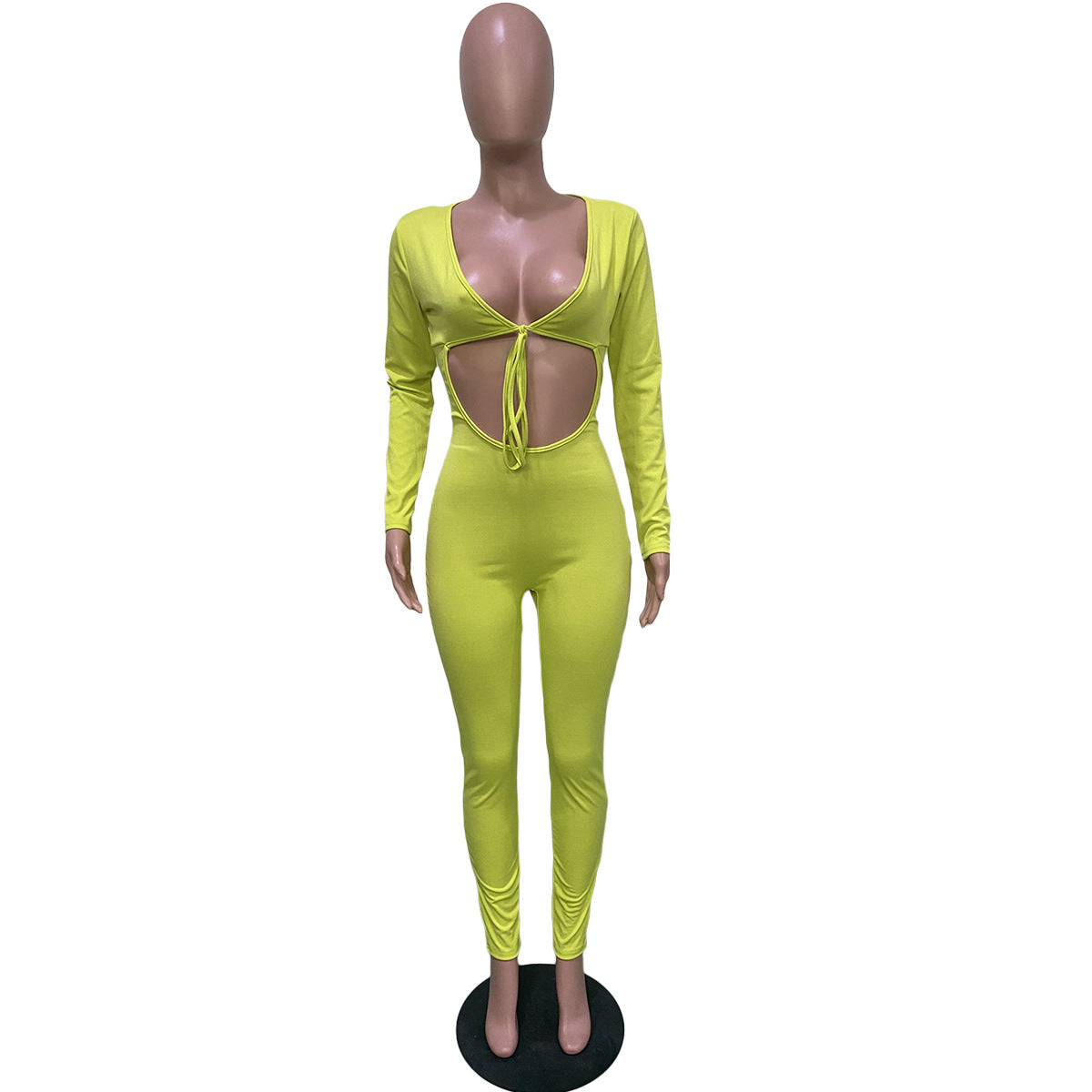 Women's Autumn Solid Color Lace-up Cutout Jumpsuit 27