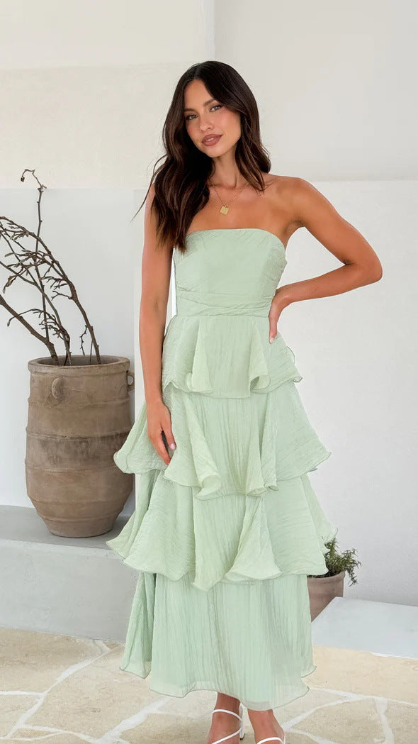 Women's Summer Sexy Fashion Low Back Strapless Cake Dress 40