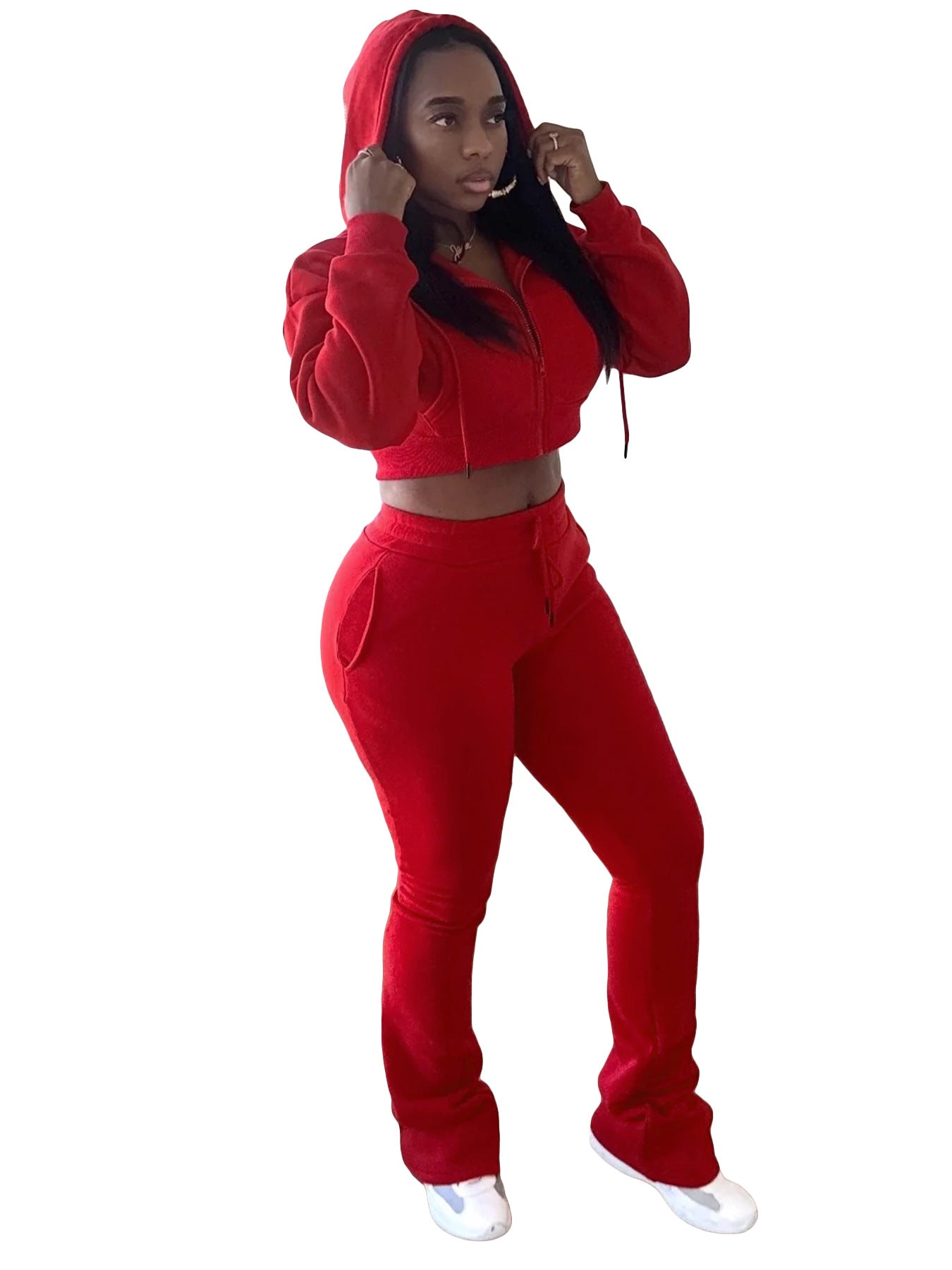 Women Hoodies and Bell Bottom Pants Two-Piece Set 39