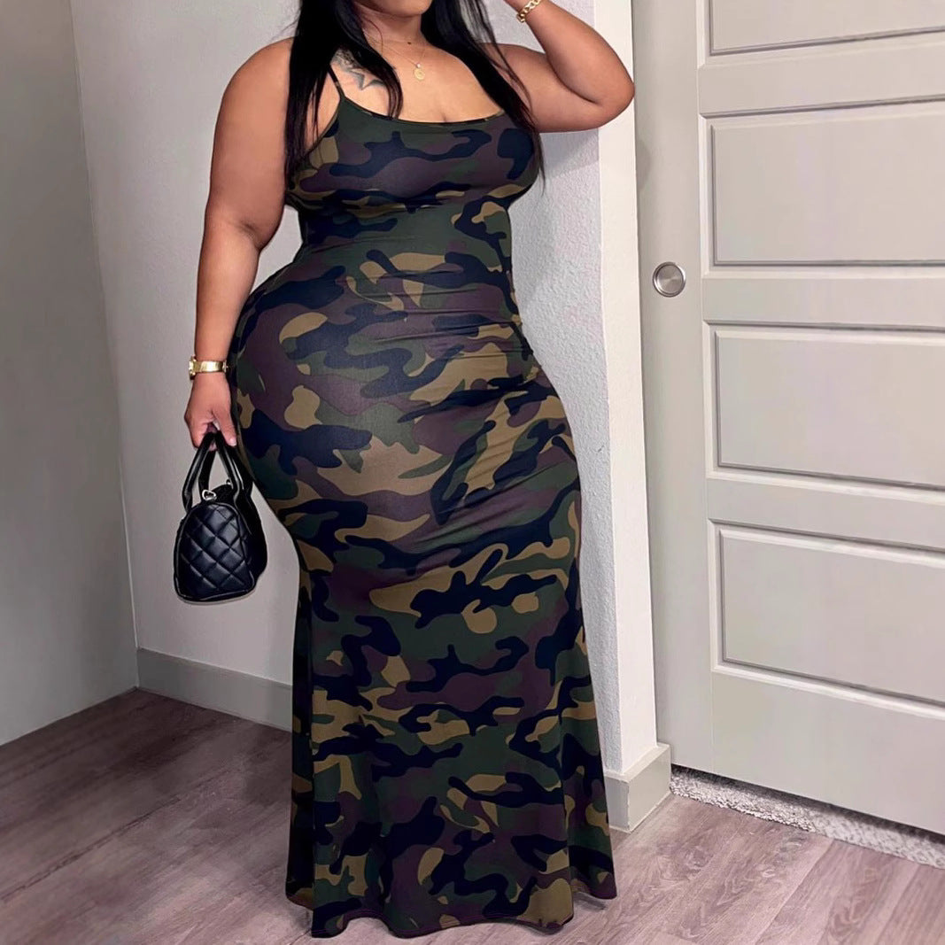 Women's Plus Size Fashion Trend Print Strap Bodycon Dress 4