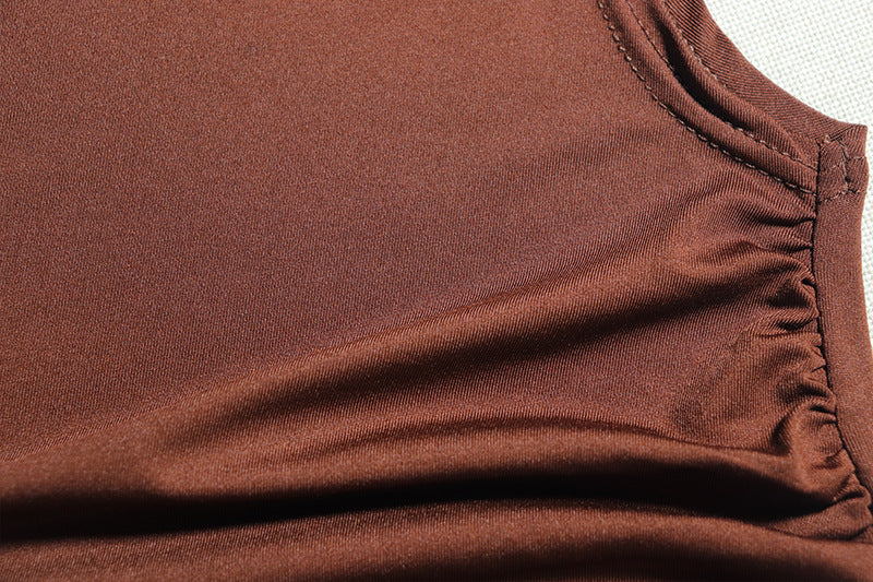 Women's Solid Color Sleeveless Round Neck Chic Casual Dress 13