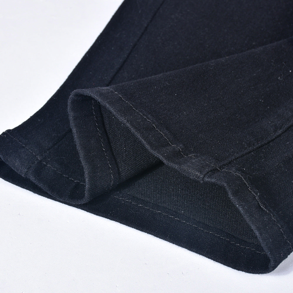 Sexy Low Rise Denim Embroidered Cutout Style Stretch Tight Fitting Pants 27