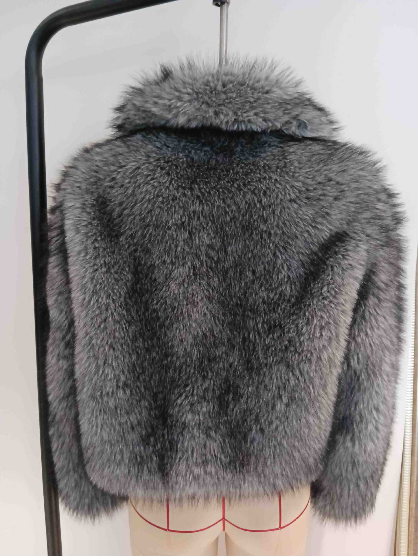 Autumn Winter Faux Fox Fur Turndown Collar Warm Coat Fur Casual Women's Wear 9