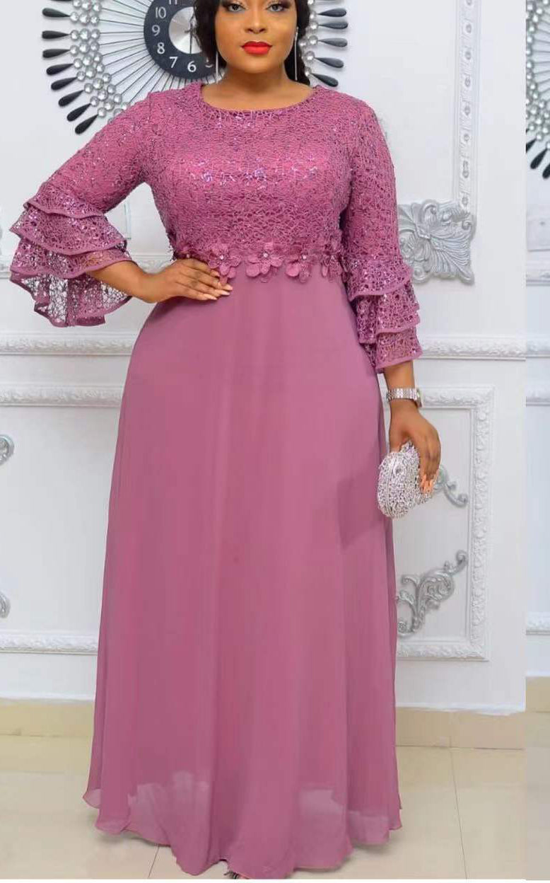 African women's clothing Plus Size lace chiffon dress 6