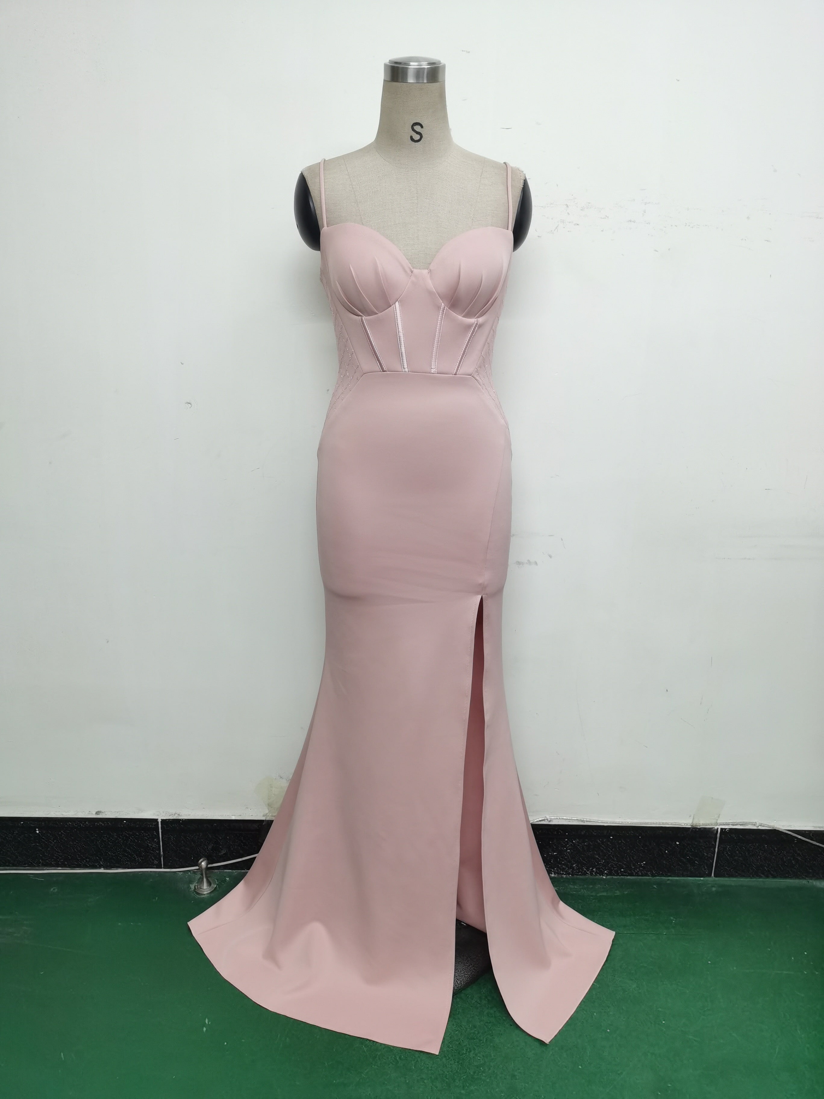 Women Fishbone Lace Sequin Formal Dinner Wedding Fishtail Evening Dress 27