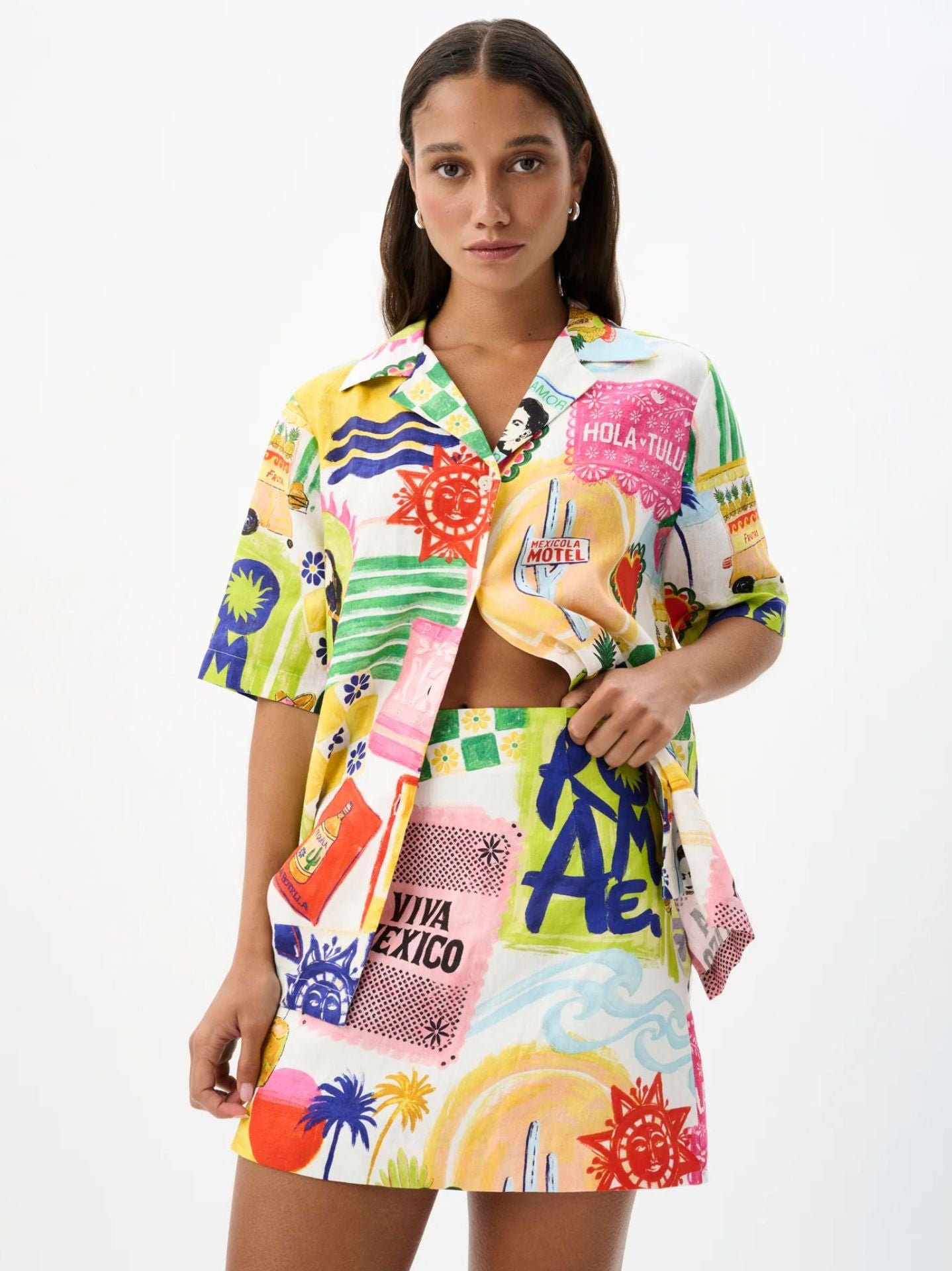 Women Graffiti Print Top and Skirt Two Piece Set 7