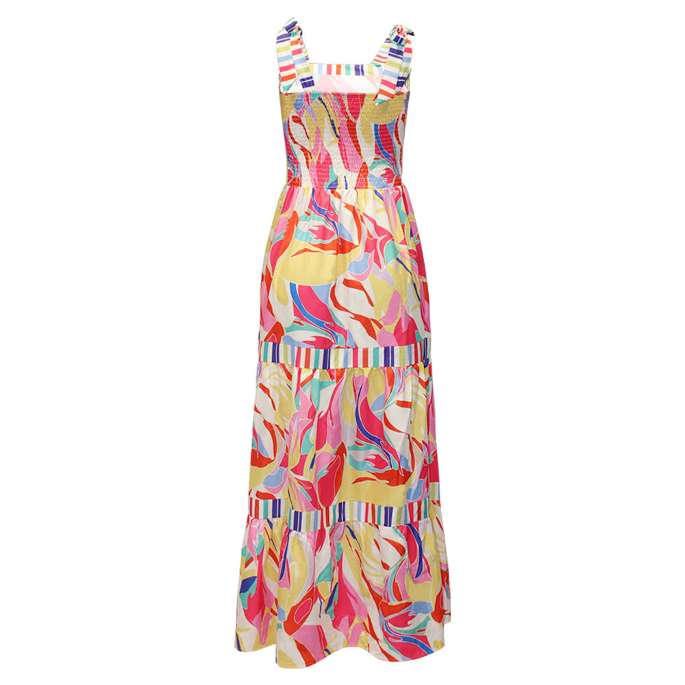 Women Summer Holidays Printed Suspender Dress 8