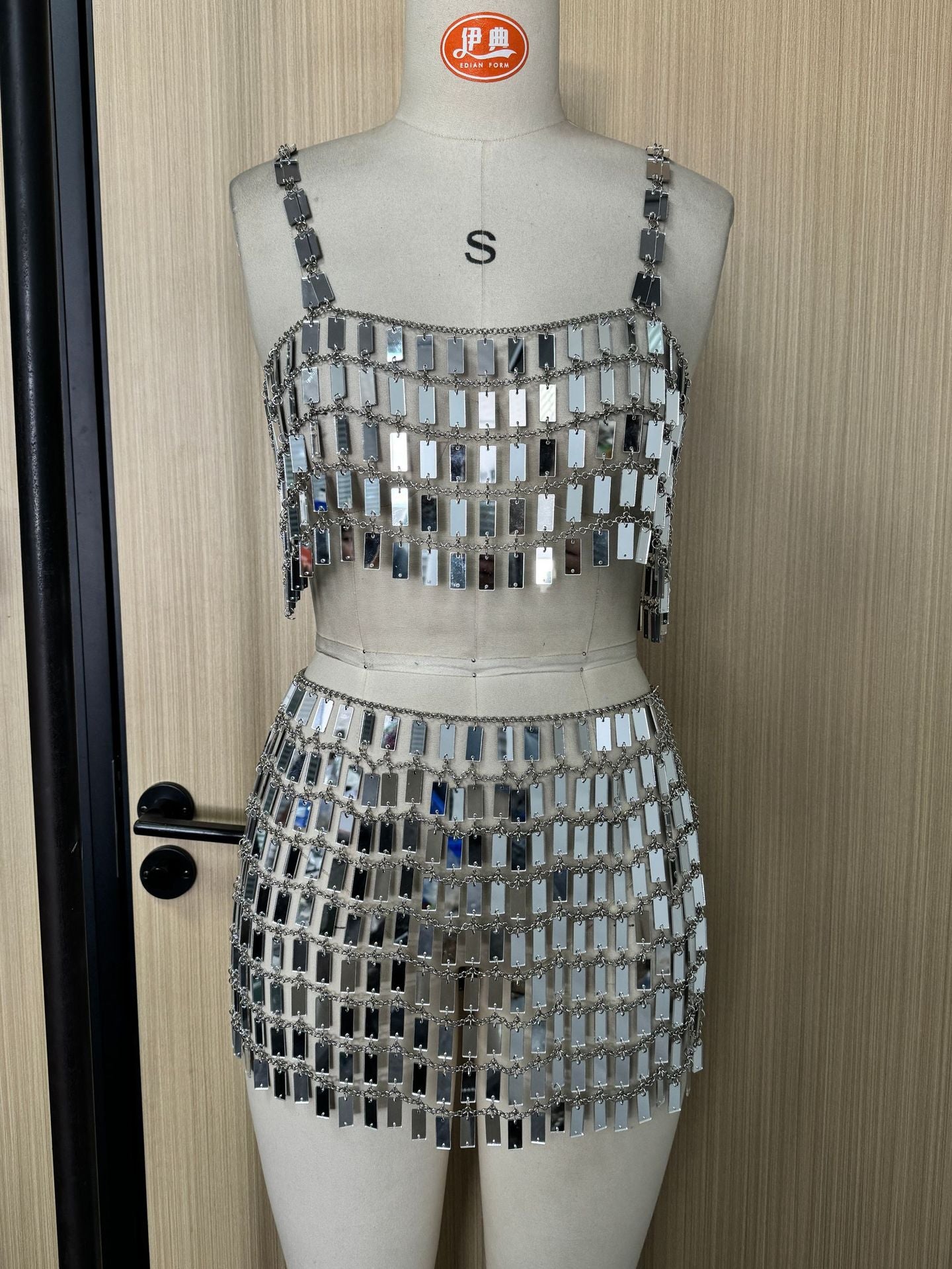 Women Poly Sequin Acrylic Top and Skirt Two-piece Set 12