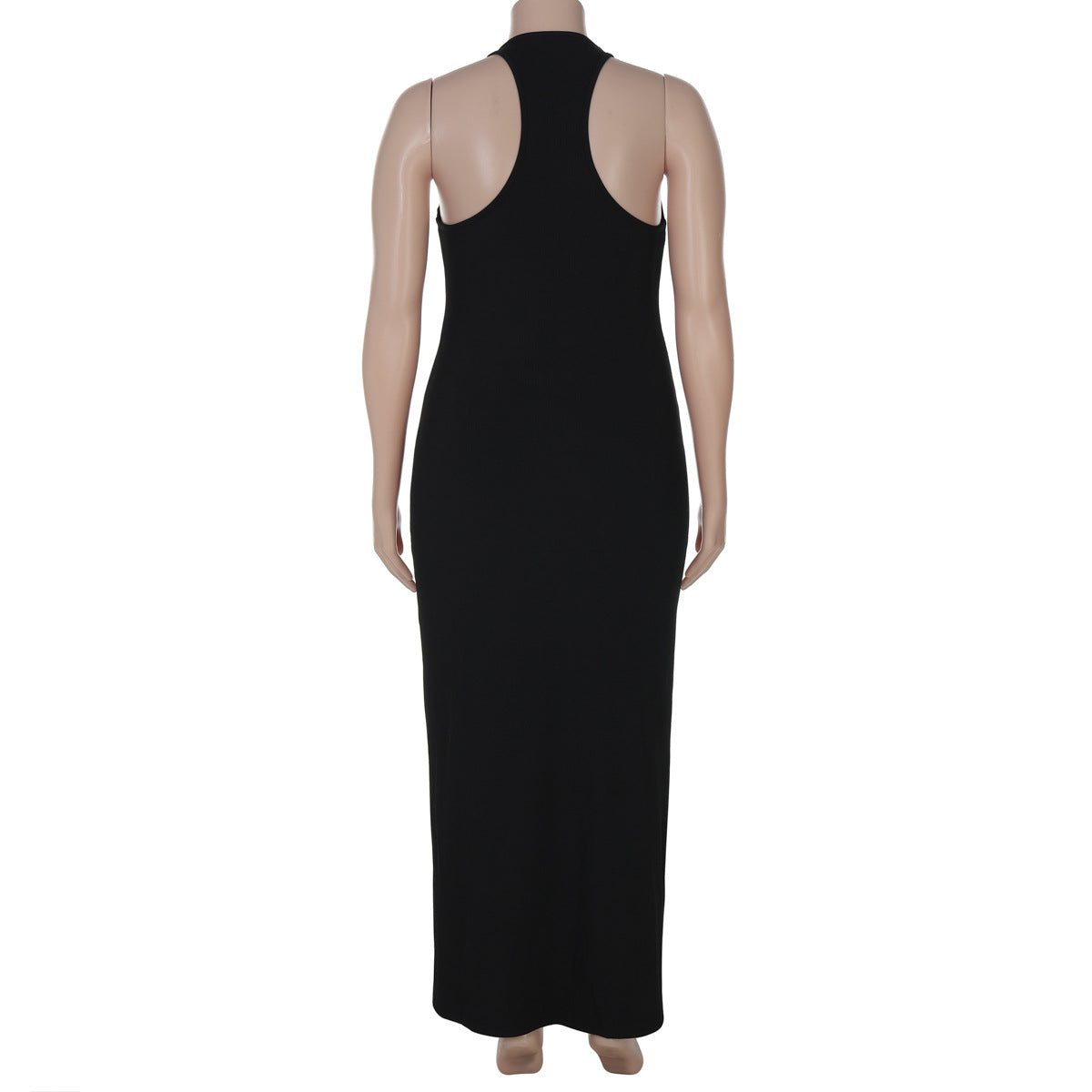 Plus Size Women's Summer Sexy Round Neck Solid Color Sleeveless Bodycon Dress 5