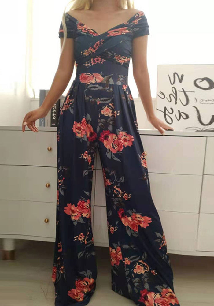 Summer Women's Fashion Chic Trendy Printed Wide Leg Jumpsuit 8