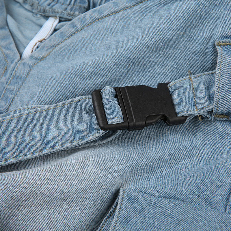 Women Pocket Cross Denim Mini Skirt 15