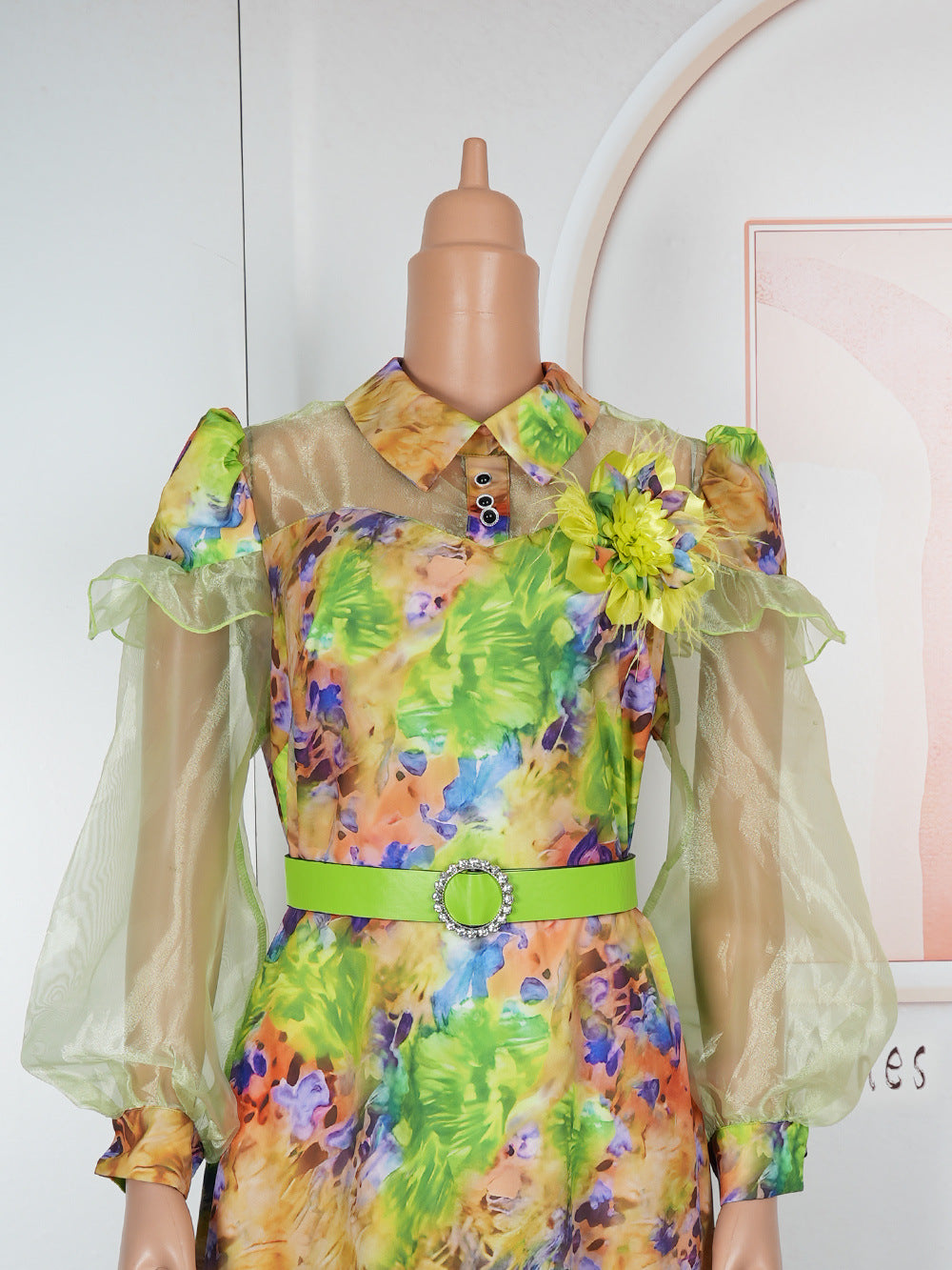 Plus Size Women Spring and Summer Tie-Dye Print Dress 9