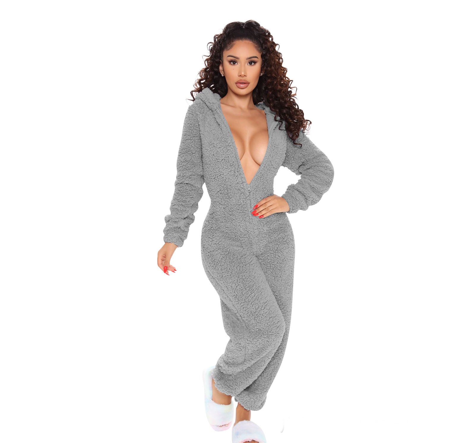 Women Long Sleeve Hooded Casual Jumpsuit 7