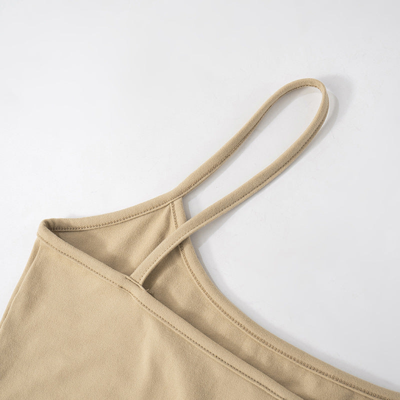 Women's Casual Solid Color Sleeveless Strap Slim Fit Slit Long Dress 14